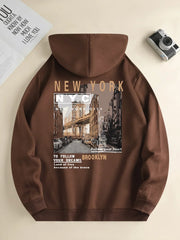 Men's spring and autumn fashion street scene printed casual hoodie new loose and versatile daily sweatshirt long sleeve S-3XL